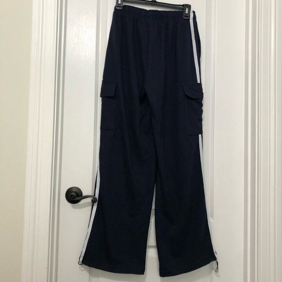 Commense Womens Side Panel Cargo Sweatpants Drawstring Long Pants Navy Large NWT - Picture 8 of 12